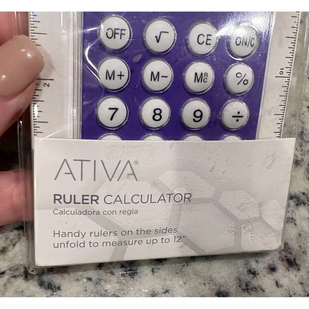 Ativa Ruler Calculator Expandable Ruler purple Color Brand New.....